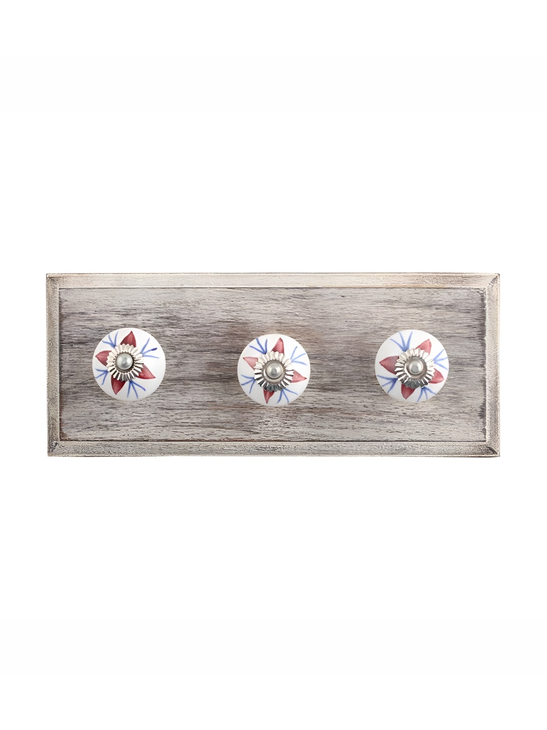 

Indianshelf White & Blue Lily Design Wooden Wall Hook