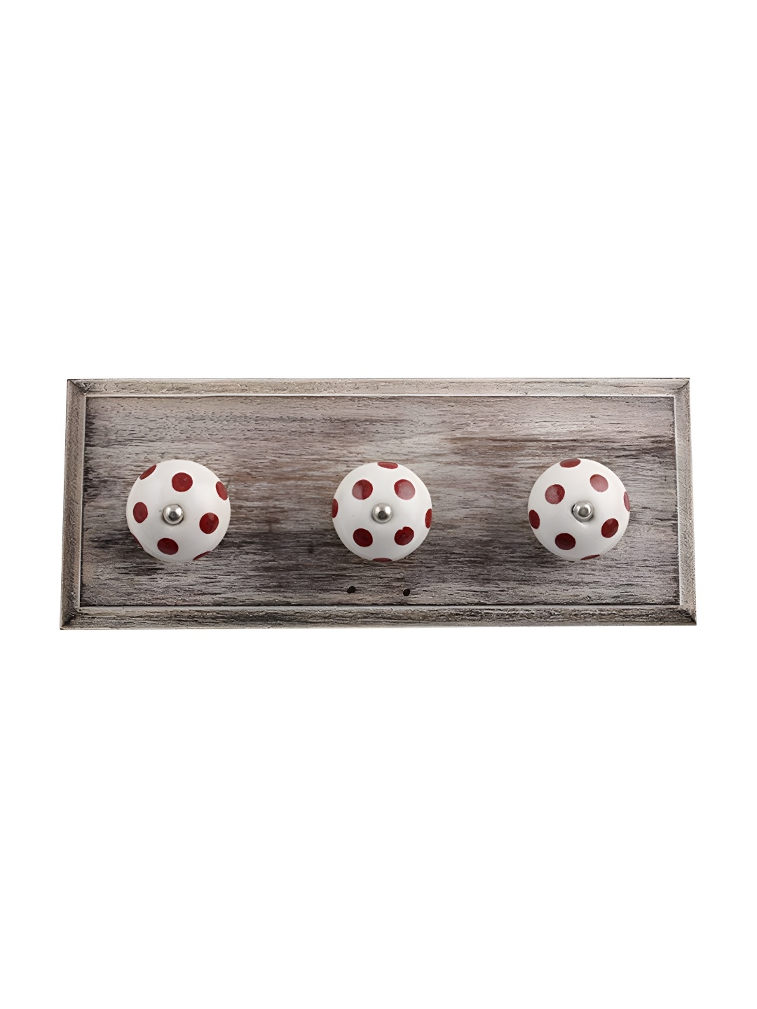 

Indianshelf White & Brown Dot Printed Wooden Wall Key Holder