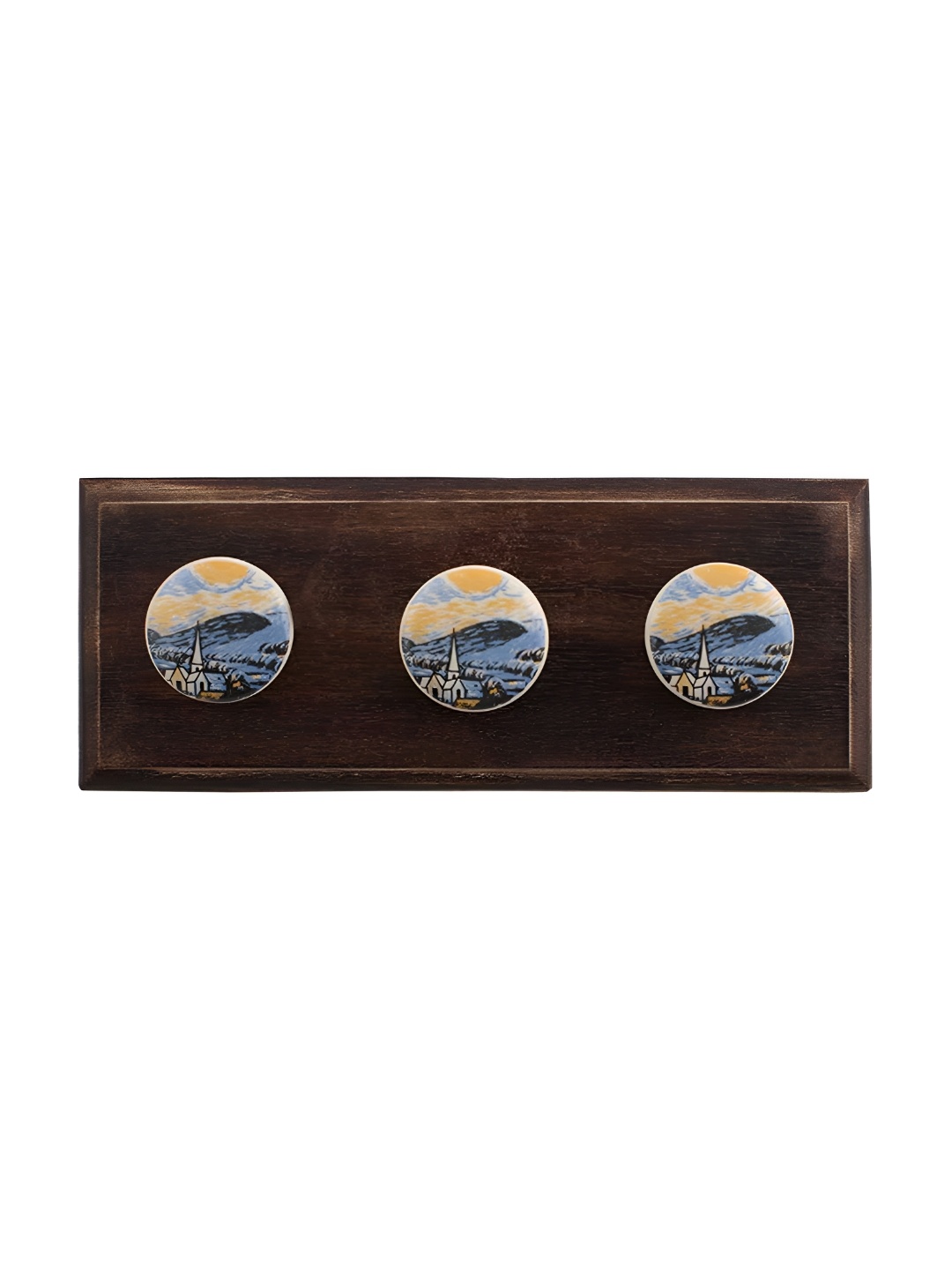 

Indianshelf Brown & Blue The Starry Night Printed Wooden Wall Hook Key Holder