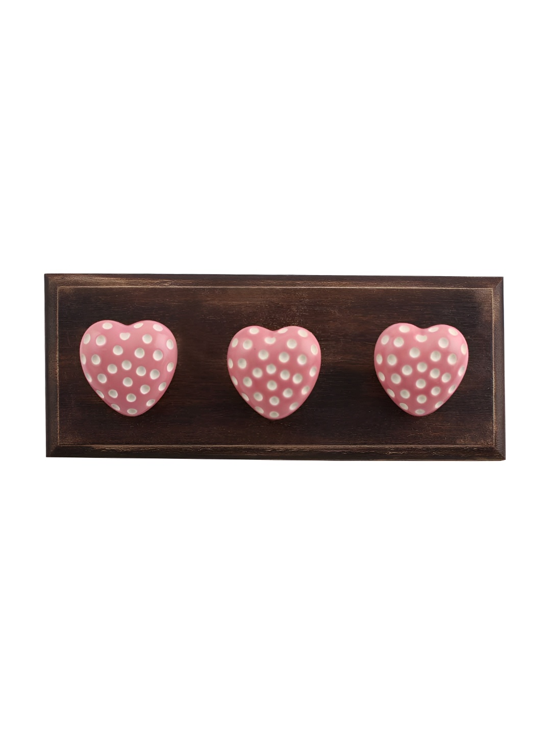 

Indianshelf Pink & White Etched Heart Wooden Wall Hook