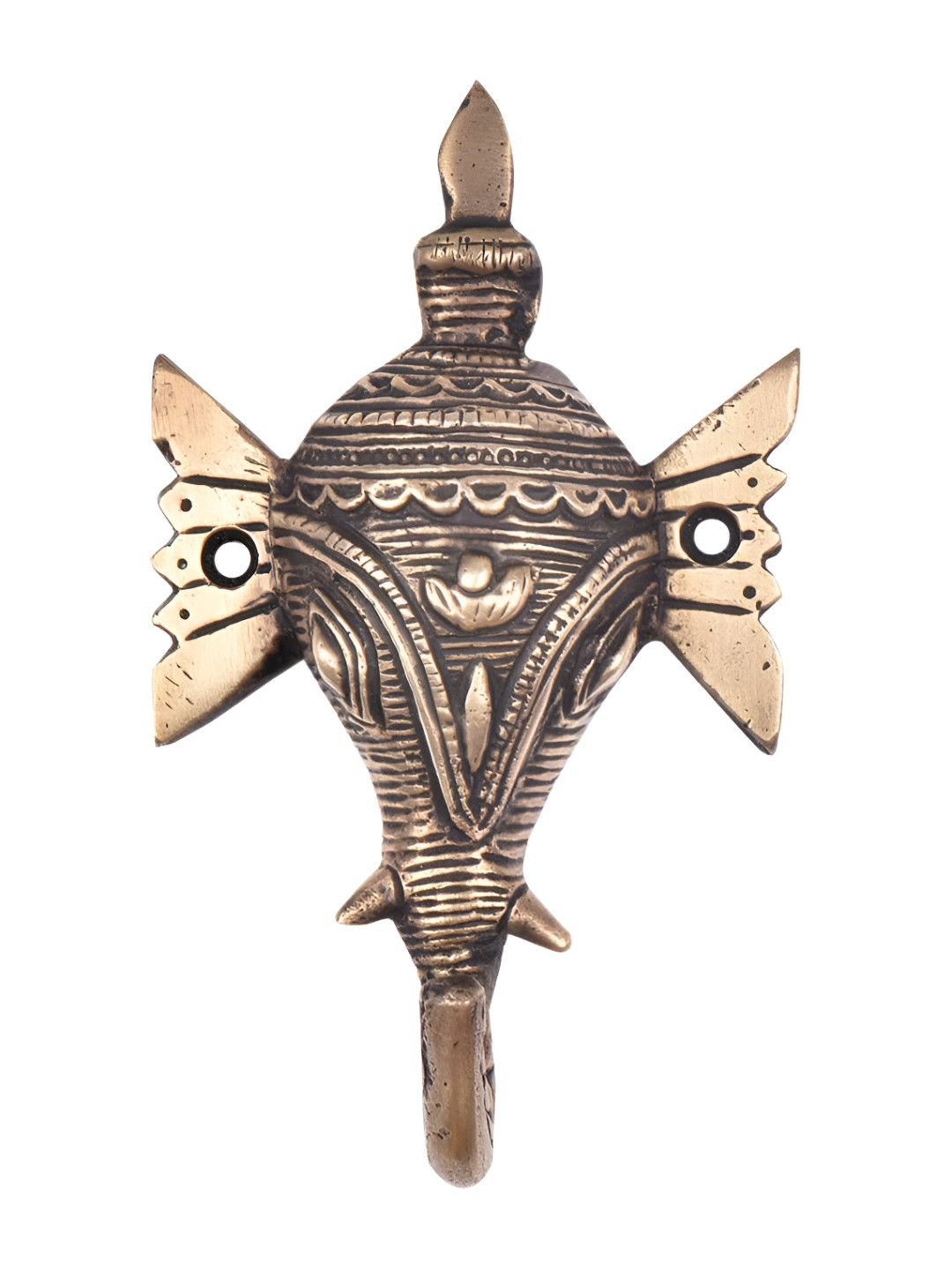 

Indianshelf Beige Elephant Face Shape Brass Wall Hook