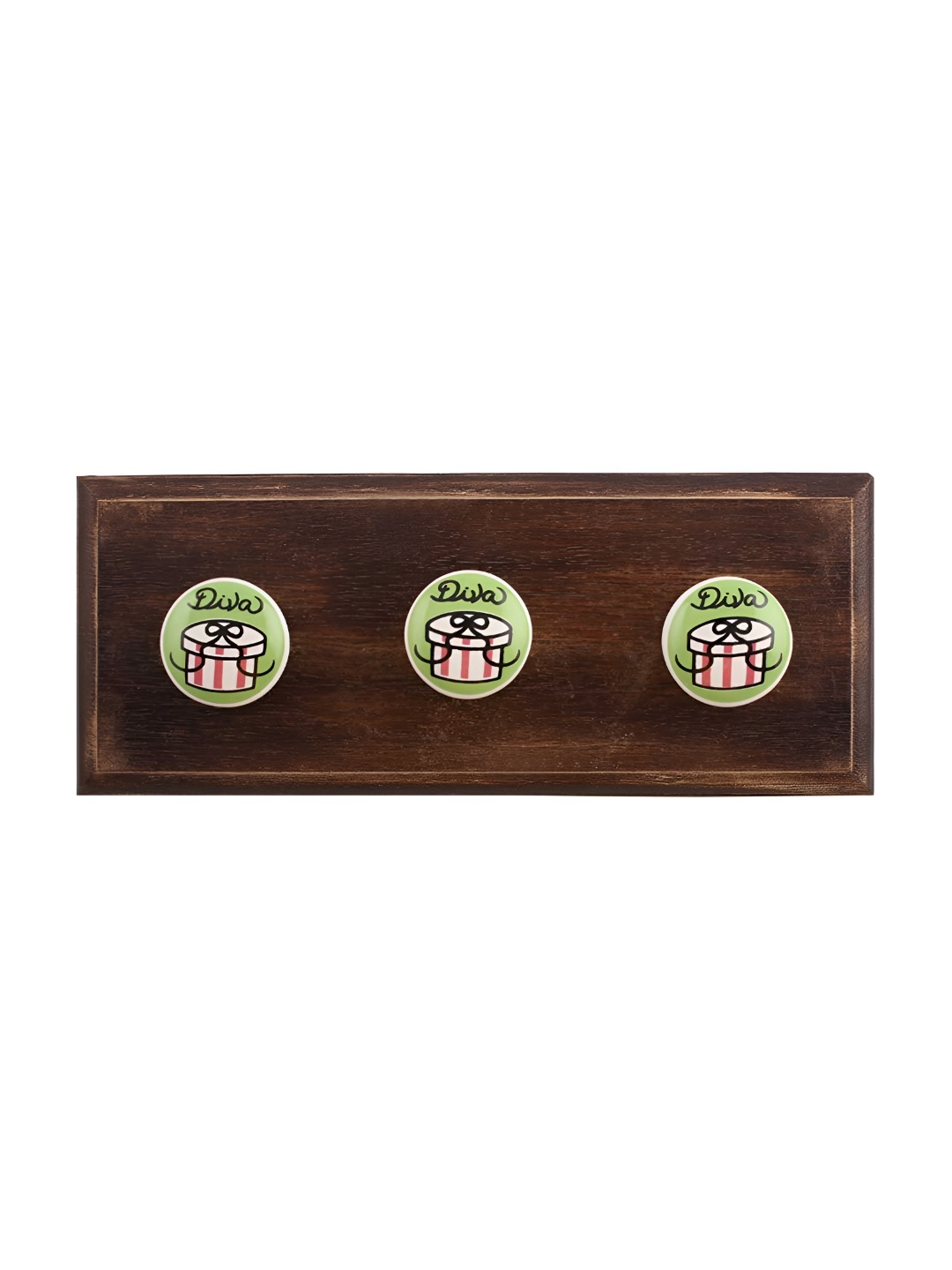 

Indianshelf Brown & Green Diva Printed Melon Rectangle Shape Wooden Wall Hook