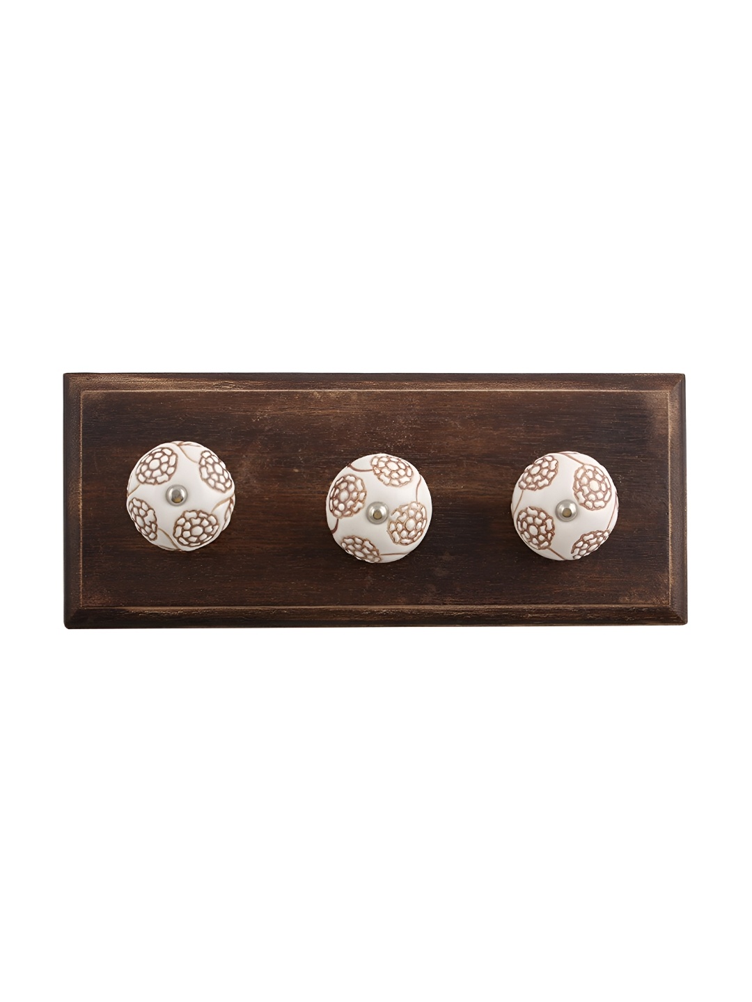 

Indianshelf White & Brown Floral Printed Wall Key Holder