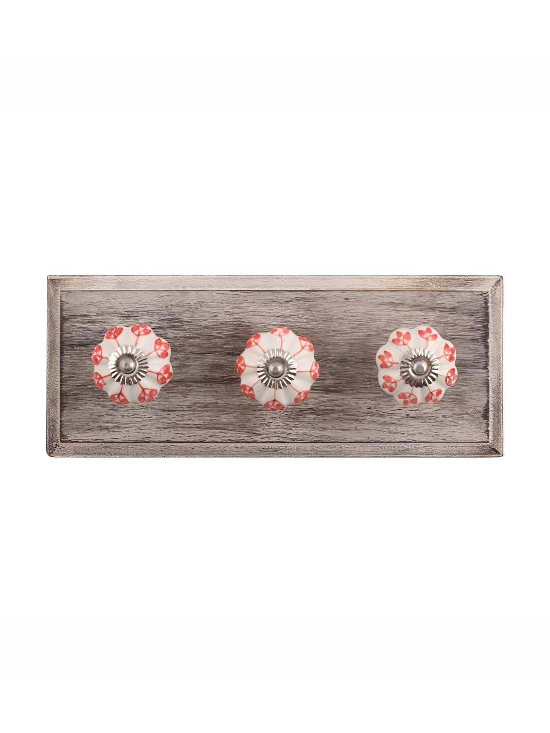 

Indianshelf White & Brown Poopy Flower Printed Wall Key Holder