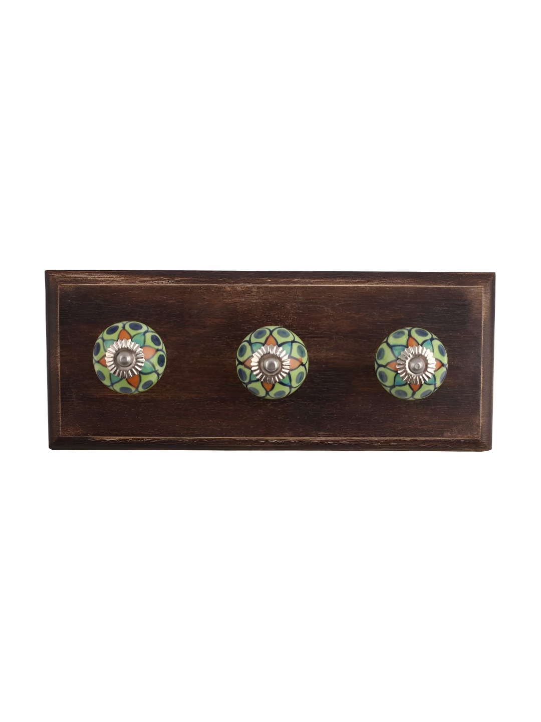 

Indianshelf Green & Brown Rangoli Work Printed Wall Key Holder