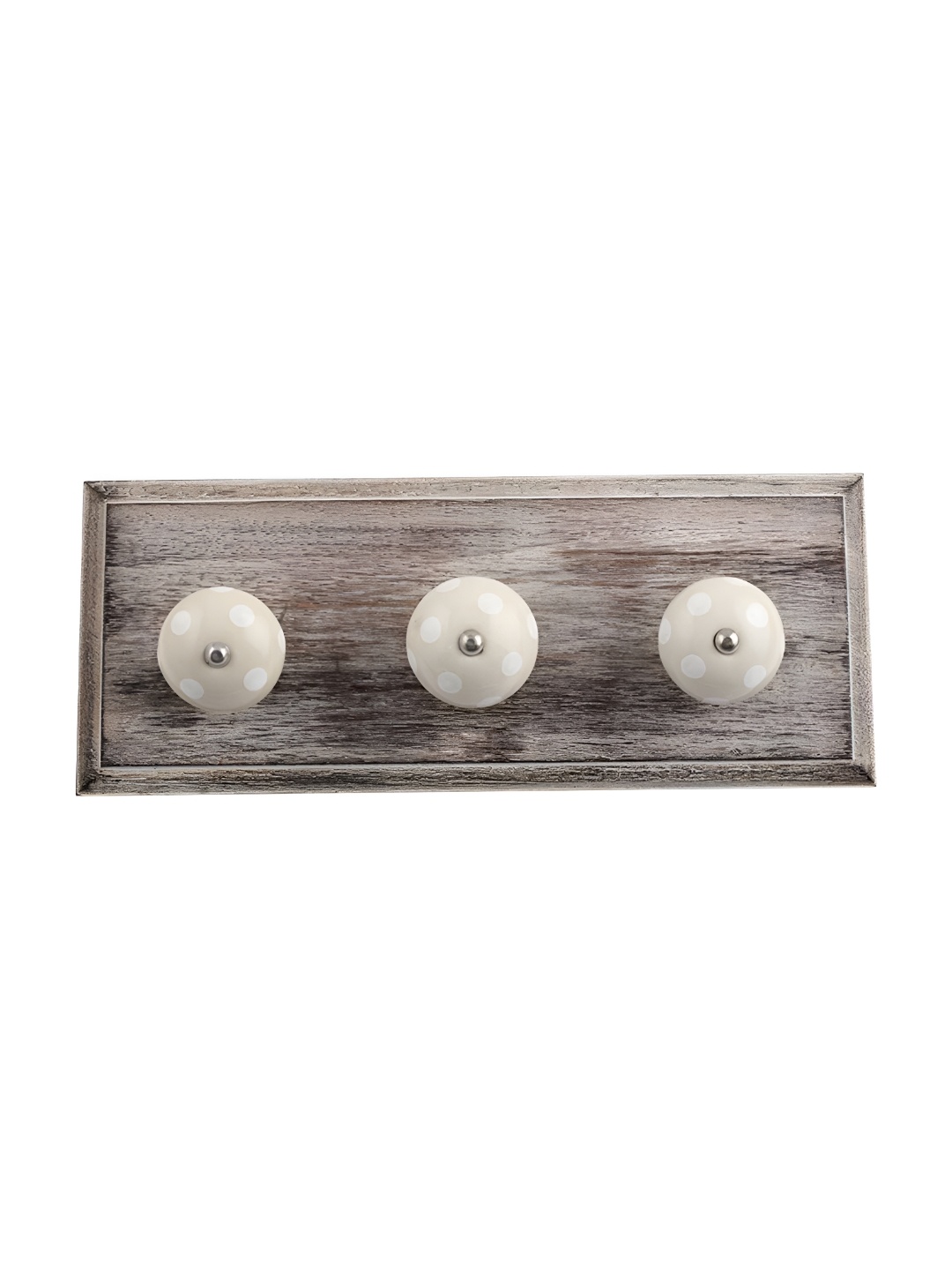 

Indianshelf Green & Brown Dot Printed Wall Key Holder, Cream
