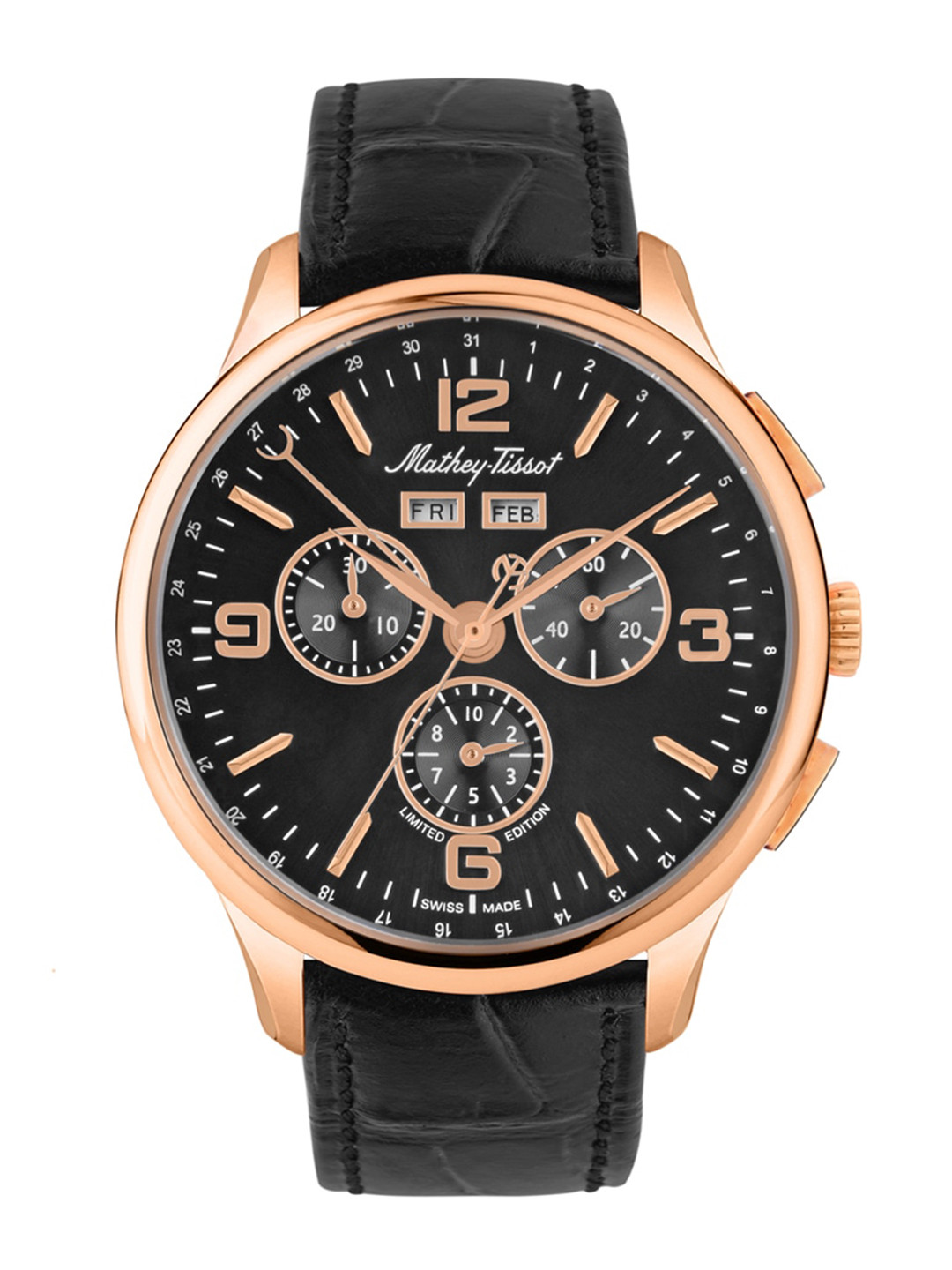 

Mathey-Tissot Men Swiss Made Edmond 5040F Chronograph Watch H1886CHPSN, Black