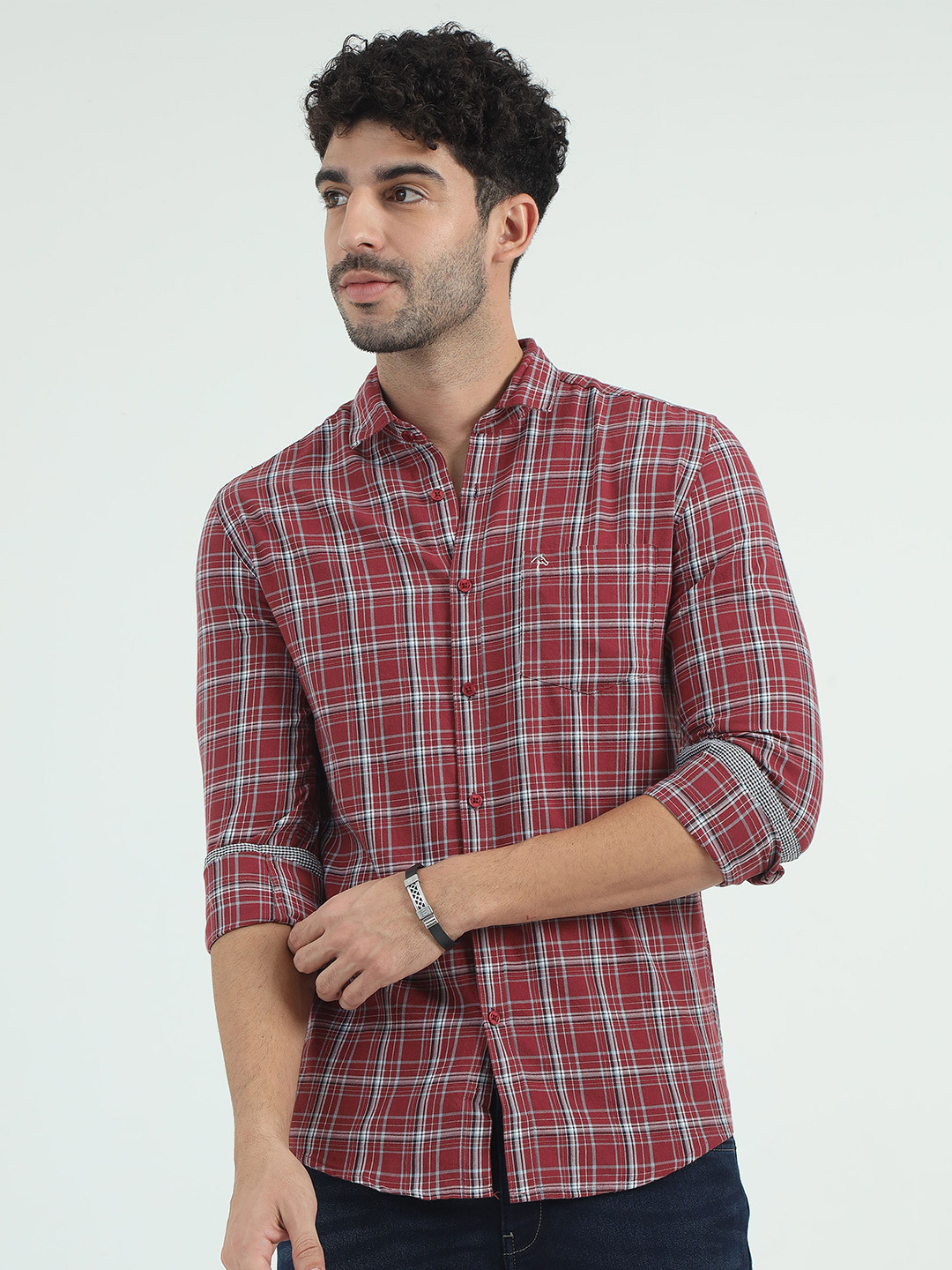 

Classic Polo Slim Fit Tartan Checked Cotton Casual Shirt, Red
