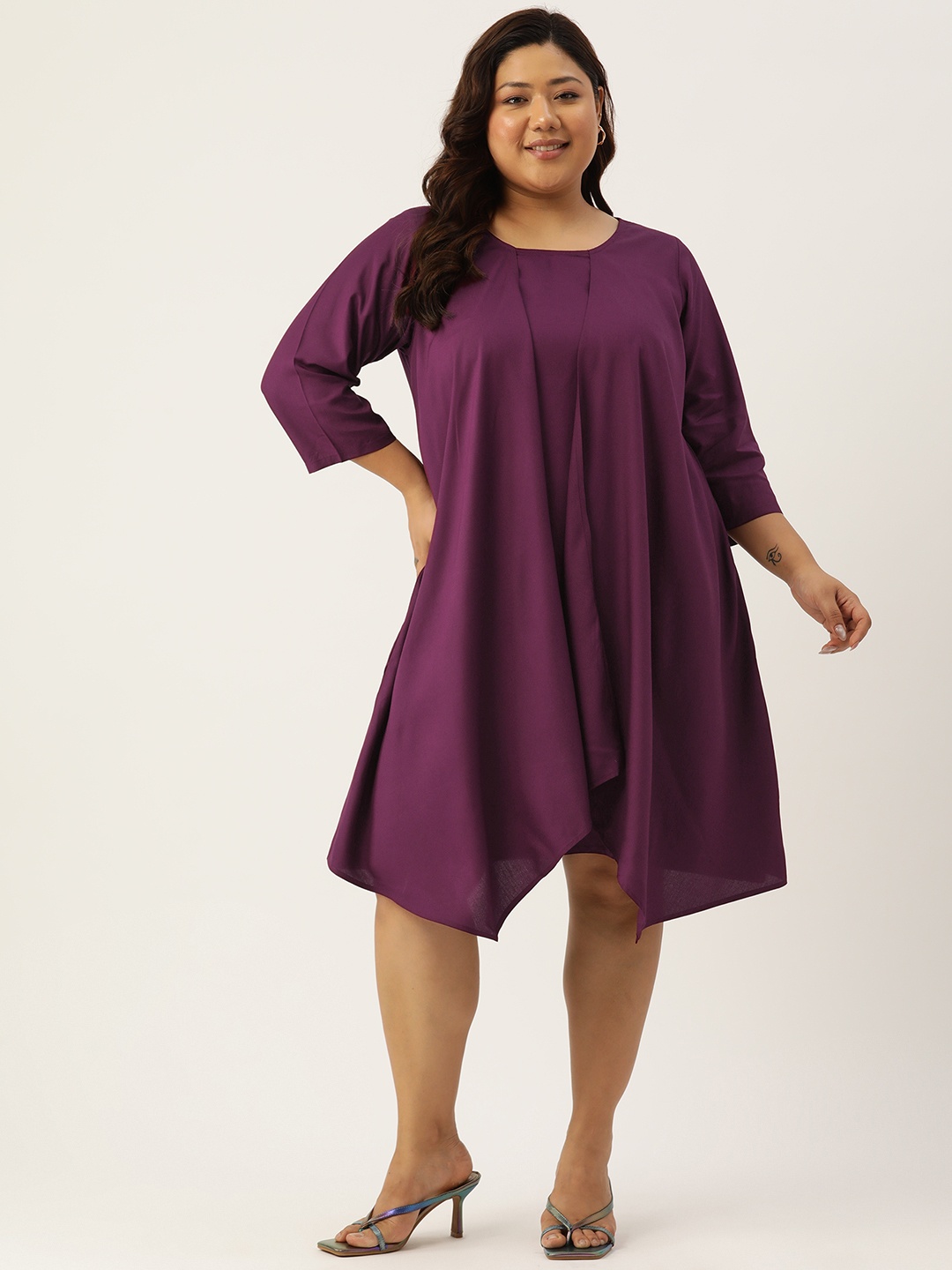 

theRebelinme Plus Size Layered A-Line Dress, Burgundy
