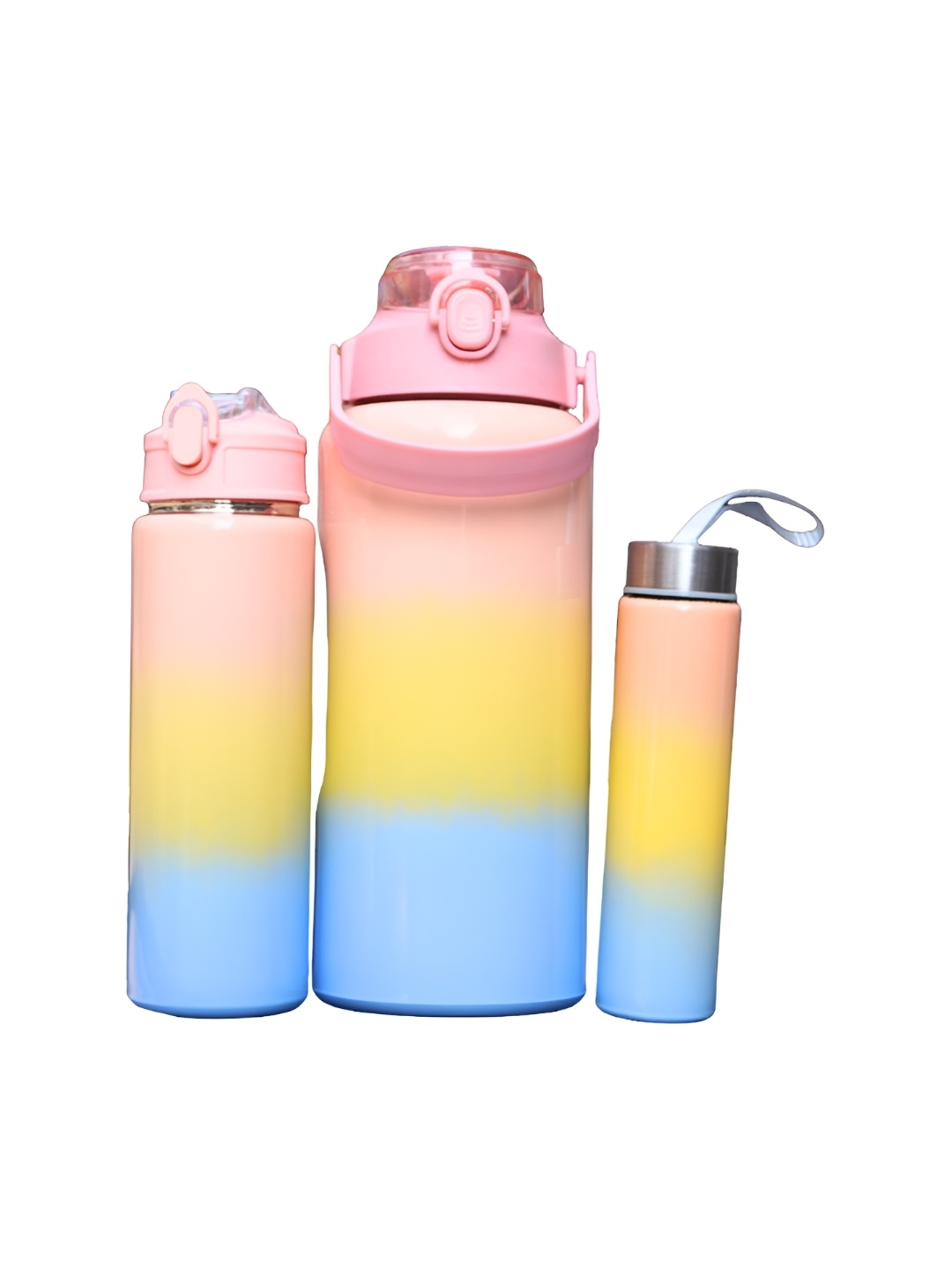

WELOUR Pink & Yellow 3 Pieces Stainless Steel Water Bottles