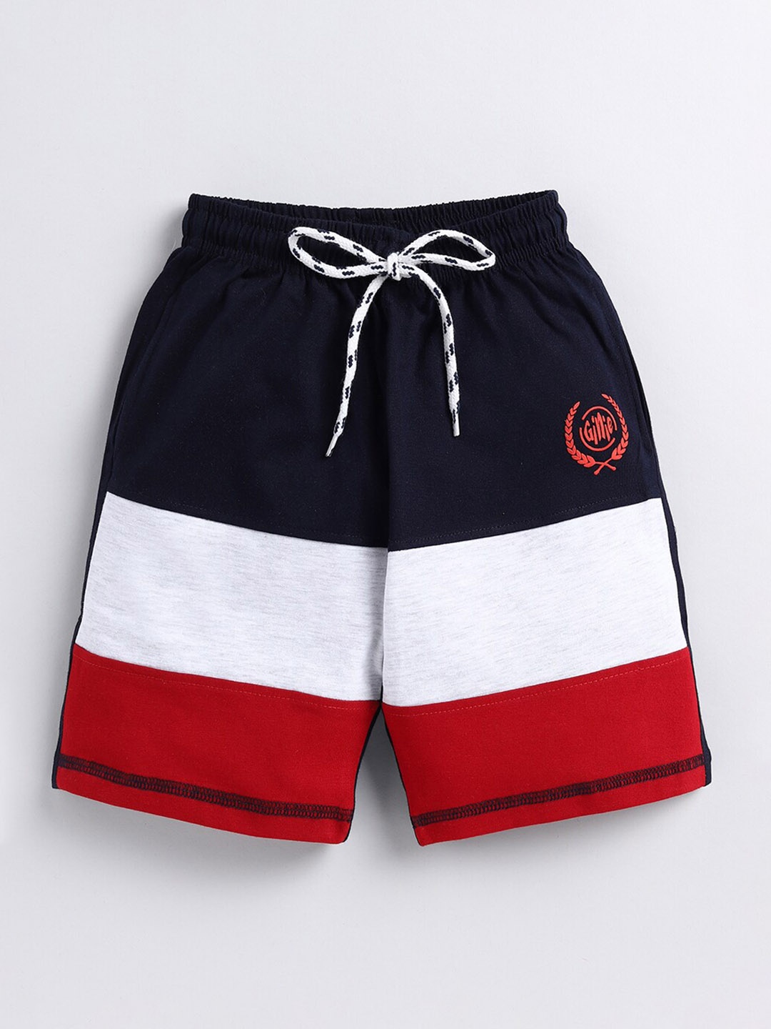 

Ginie Boys Colourblocked Cotton Shorts, Blue