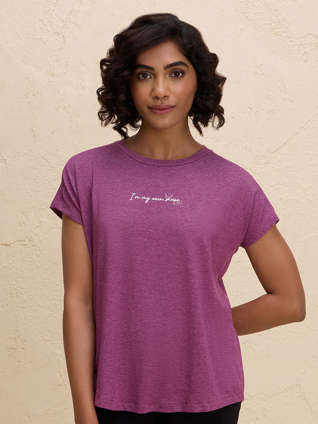 

Nykd Women Typography Extended Sleeves T-shirt, Pink