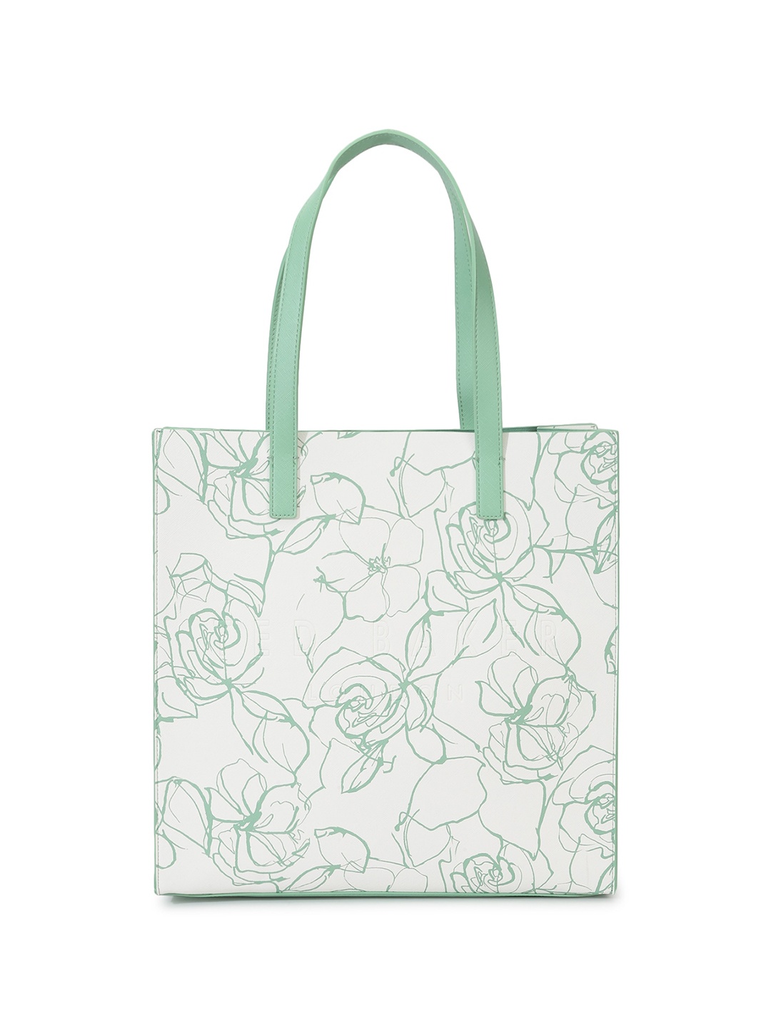 Ted Baker Floral Printed Structured Leather Tote Bag, Cream