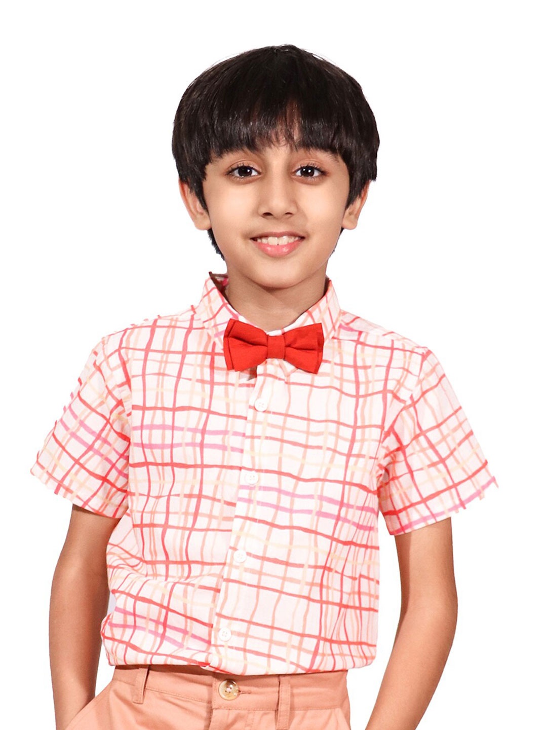 

Whistle & Hops Boys Printed Classic Printed Cotton Casual Shirt, Pink