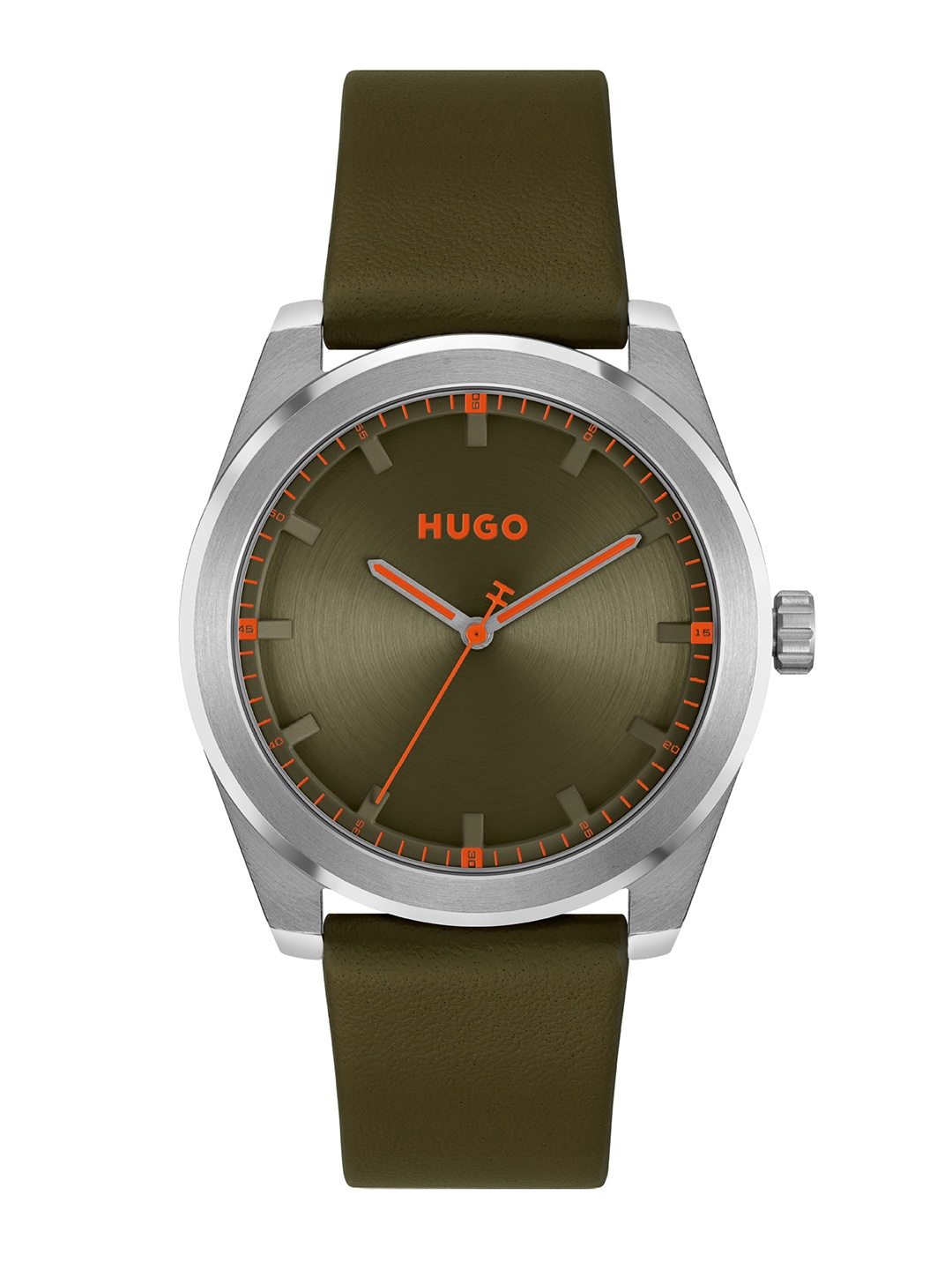 

HUGO Men Bright Leather Analogue Watch 1530351-Green