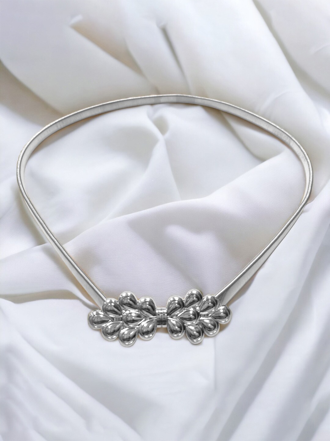 

REDHORNS Women Peacock Design Stretchable Metal Belt, Silver