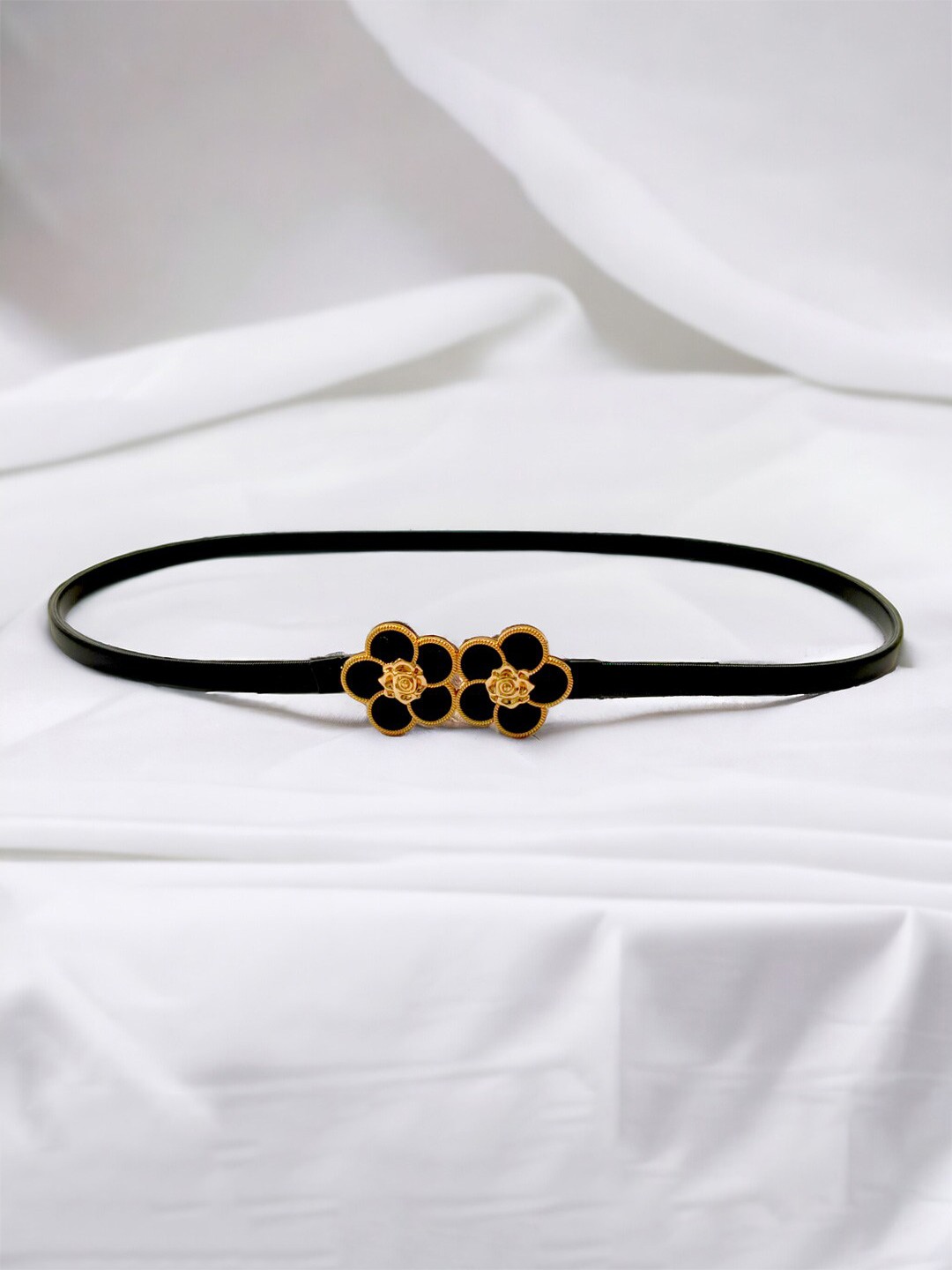 

REDHORNS Women Flower Design Stretchable Metal Belt, Black