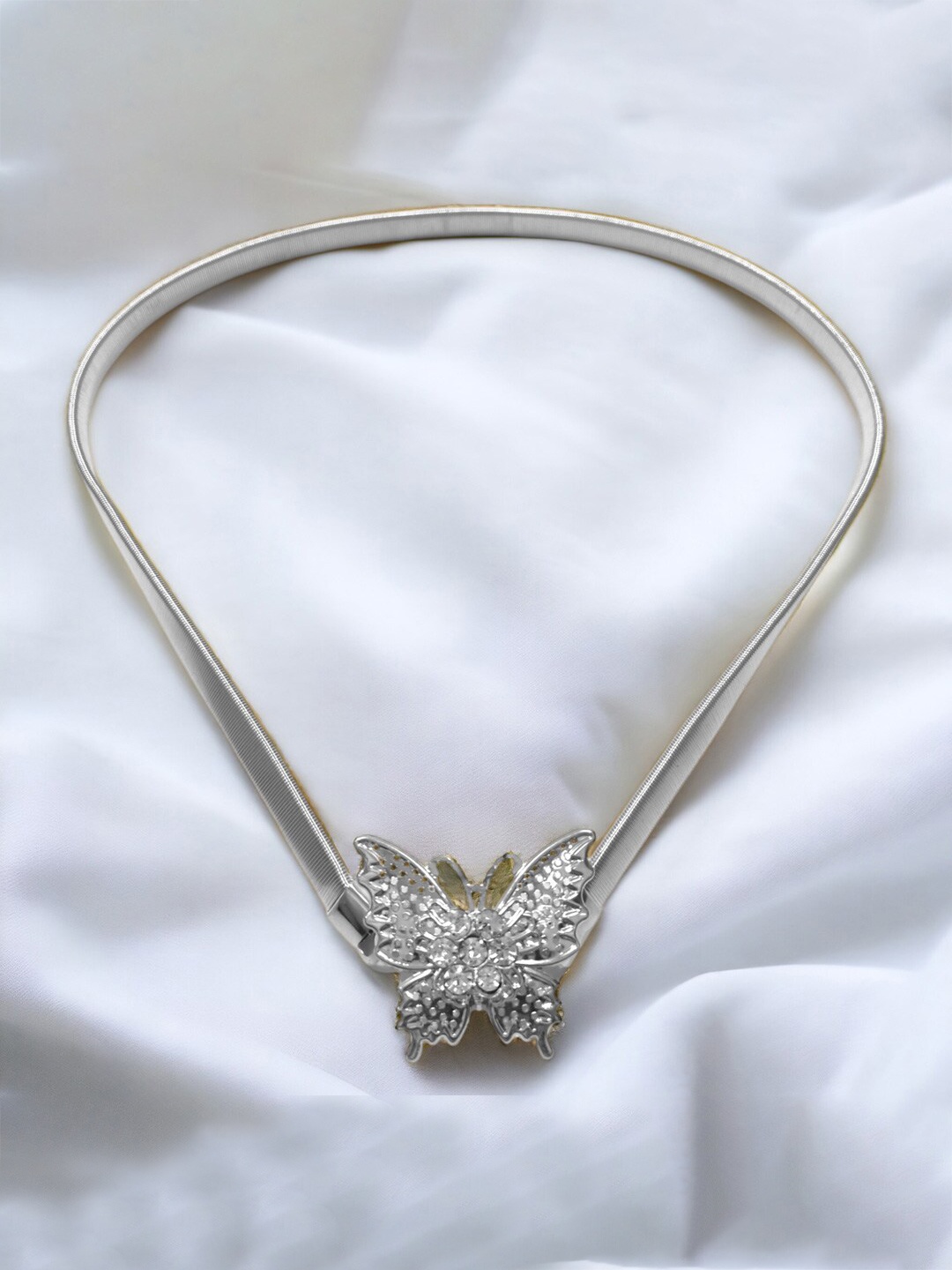 

REDHORNS Women Elegant Butterfly Design Stretchable Metal Belt, Silver
