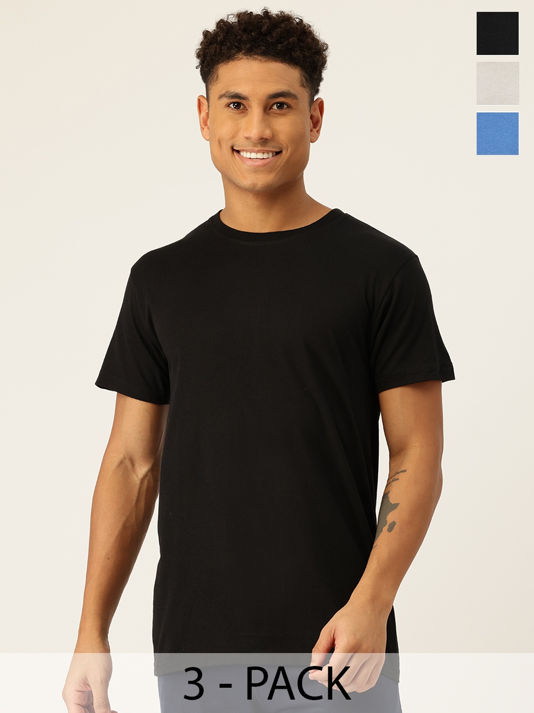 

Chromozome Set Of 3 Cotton Lounge T-shirt, Black