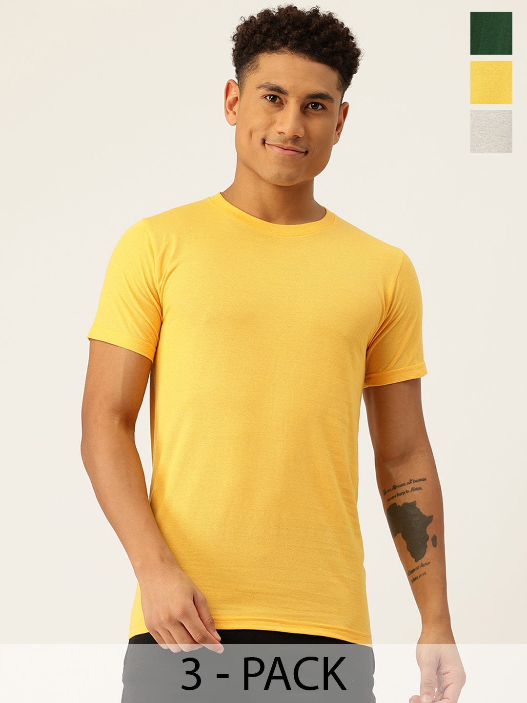 

Chromozome Pack of 3 Cotton Rich Lounge T-shirts, Yellow