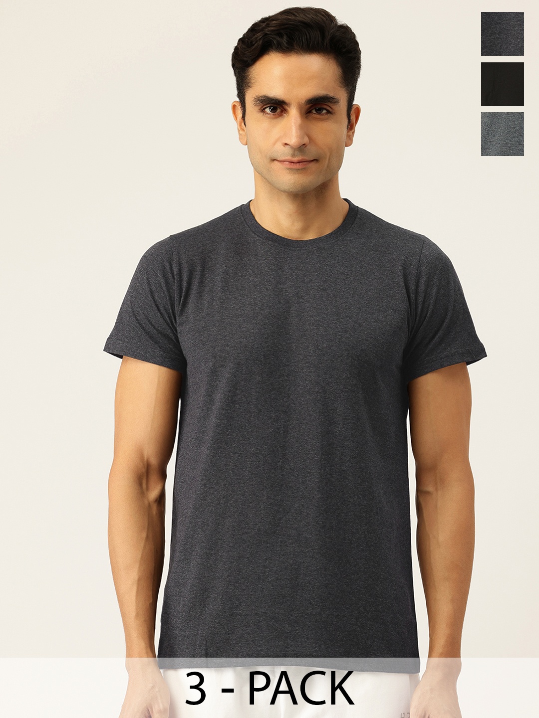 

Chromozome Pack Of 3 Cotton Lounge T-shirt, Grey