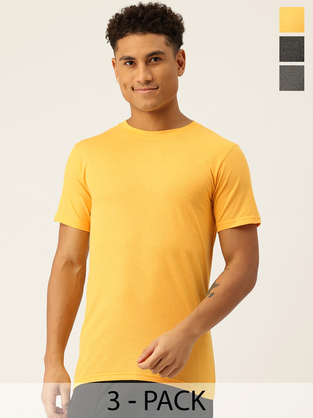 

Chromozome Pack of 3 Cotton Rich Lounge T-shirts, Yellow