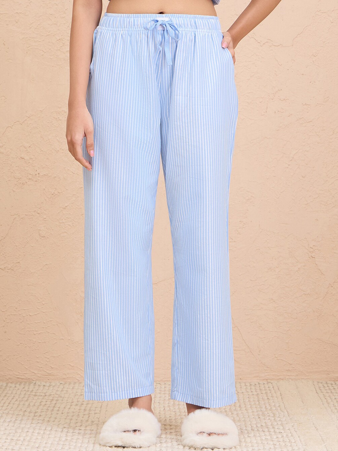 

Nykd Striped Cotton Relaxed Fit Straight Leg Lounge Pant, Blue