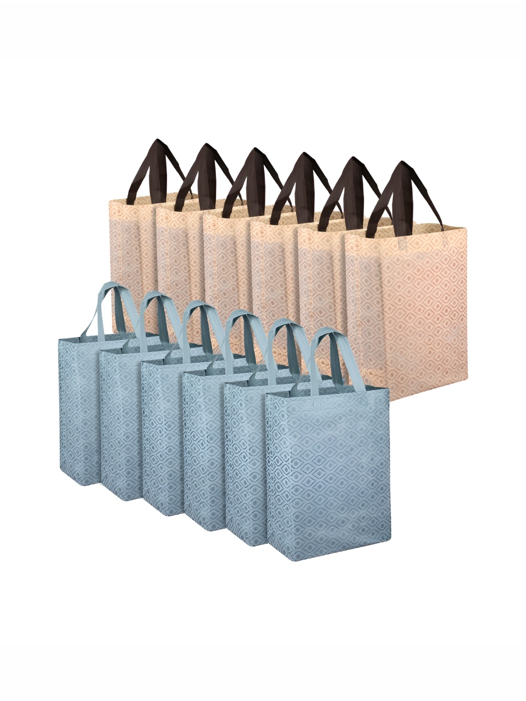 

Kuber Industries Blue & Cream 12 Pcs Reusable Handbag Organisers