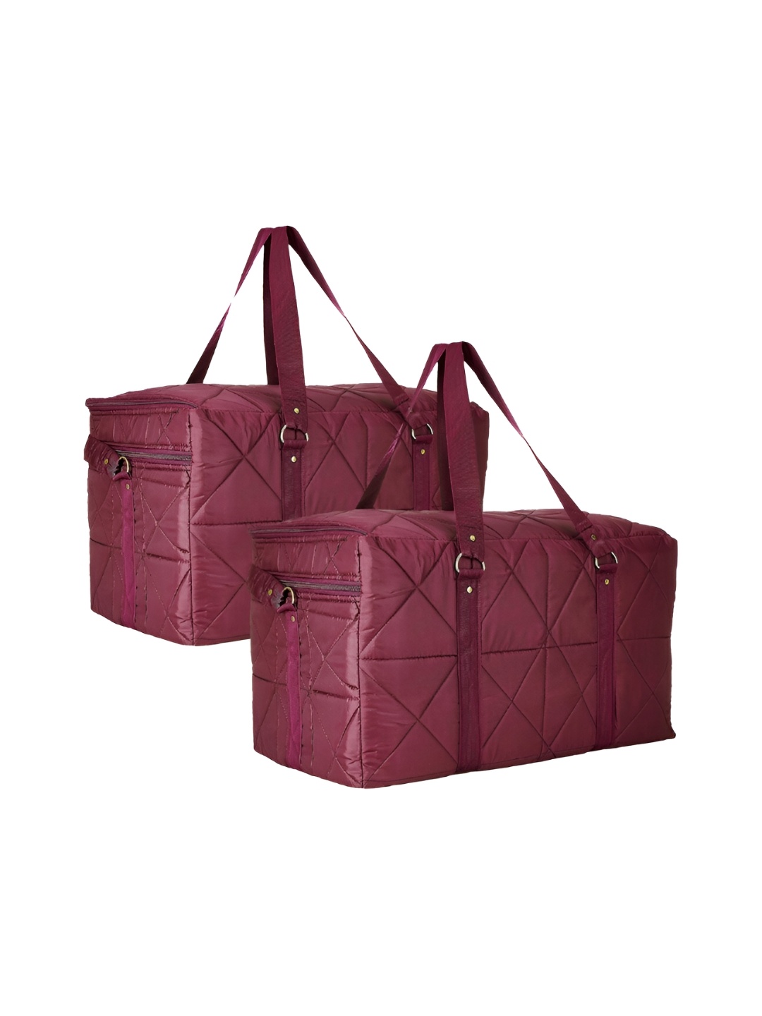 

Kuber Industries Maroon 2 Pcs Reusable Zipp Closure Clothes Storage Bag With Handles