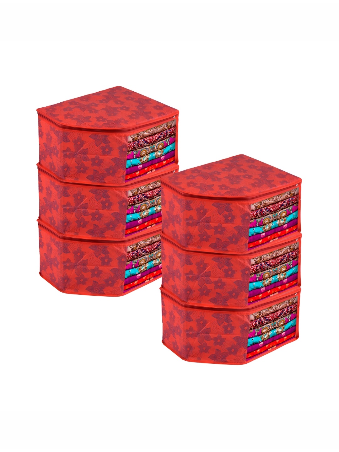 

Kuber Industries Red & Blue Printed 6 Pieces Reusable Multi-Utility Organisers