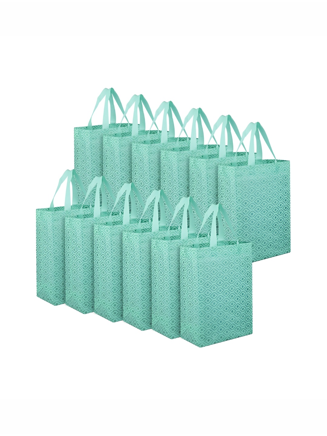 

Kuber Industries Set of 12 Printed Non-Woven Reusable Shopper Handheld Bags, Green