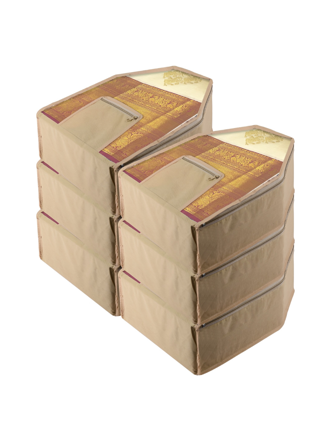 

Kuber Industries Brown & Transparent 6 Pcs Reusable Drawer Organisers