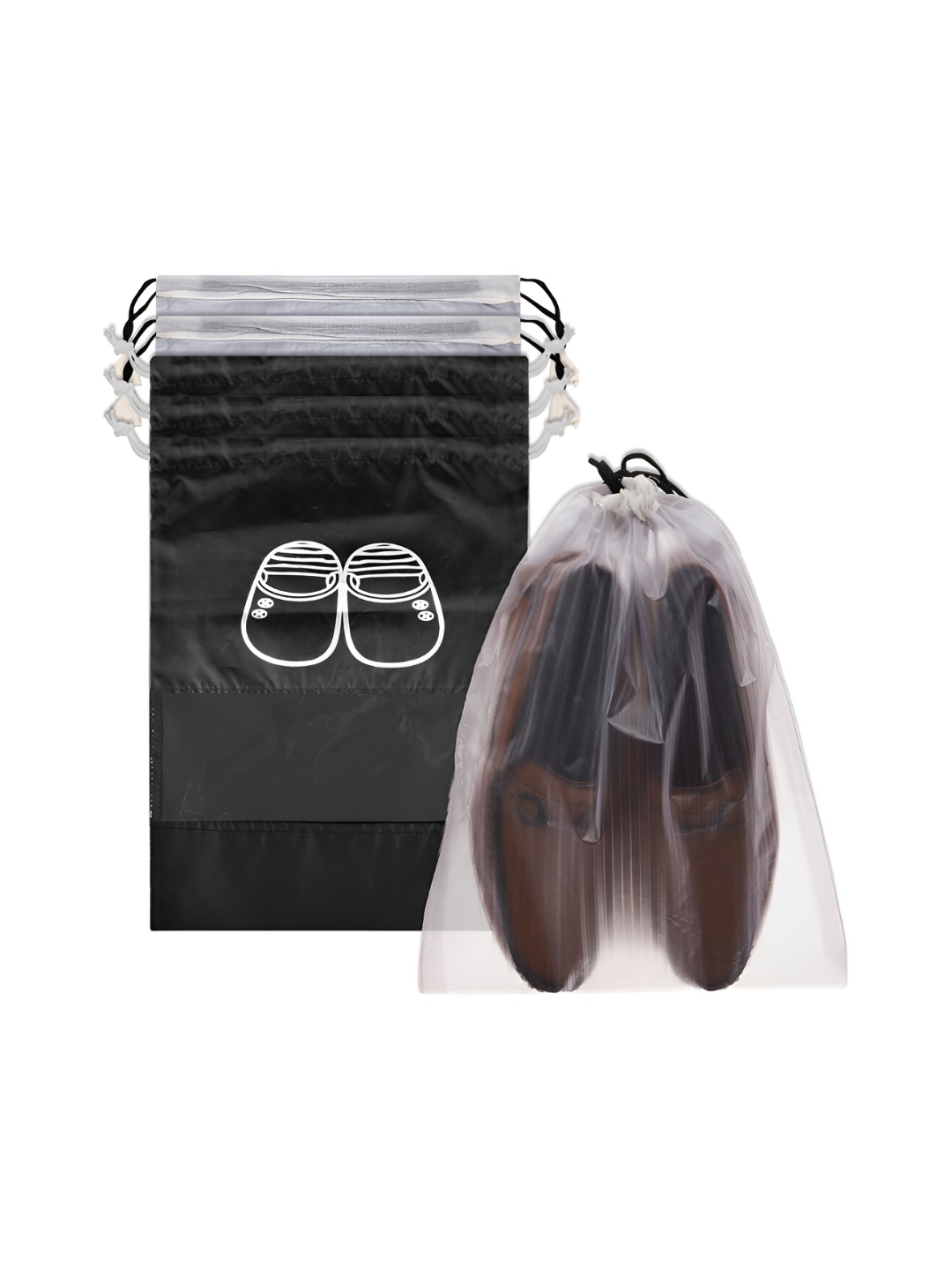 

Kuber Industries 6-Pcs Black Printed Shoe Bag