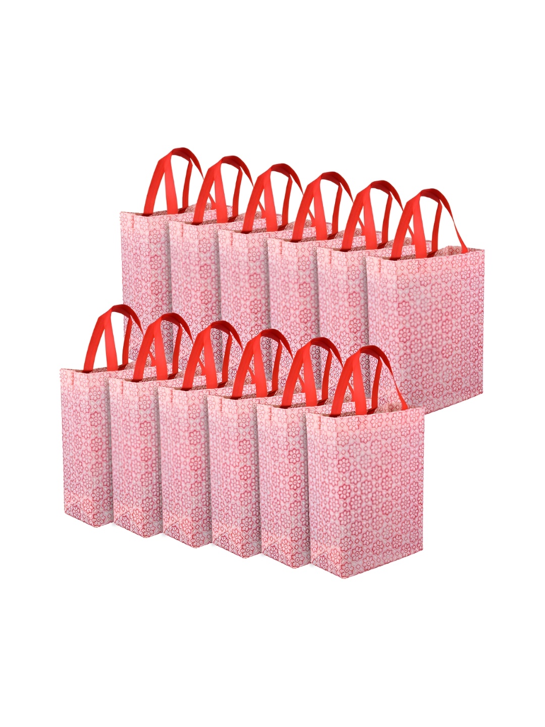 

Kuber Industries Pink Set of 12 Reusable Tote Bags