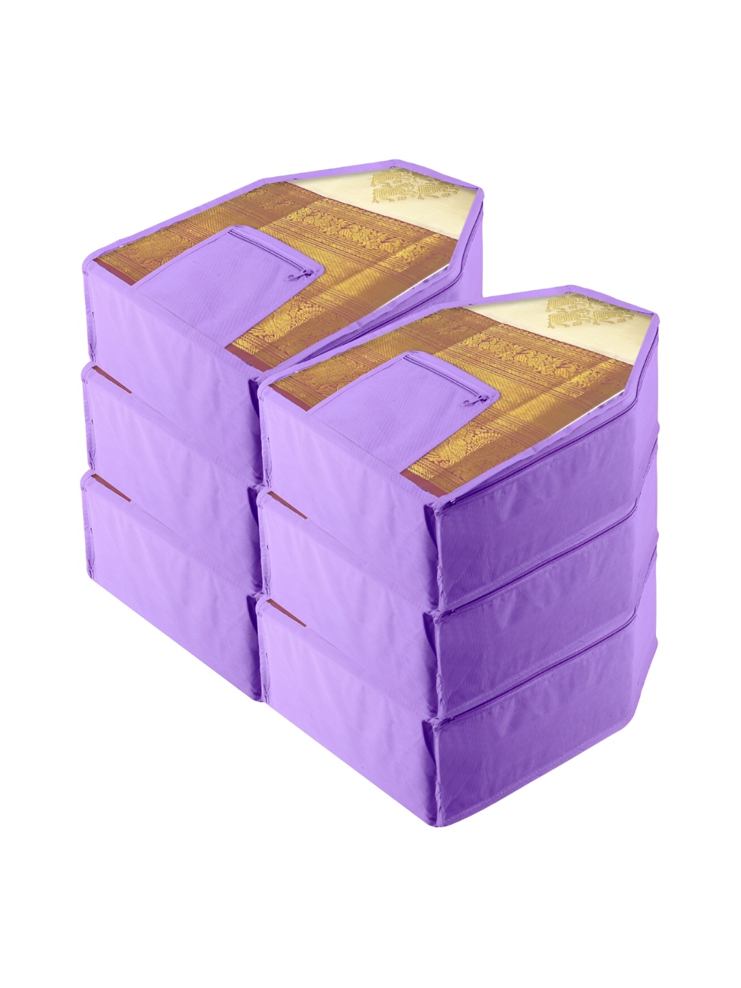 

Kuber Industries Purple & Transparent 6 Pieces Reusable Multi-Utility Organisers