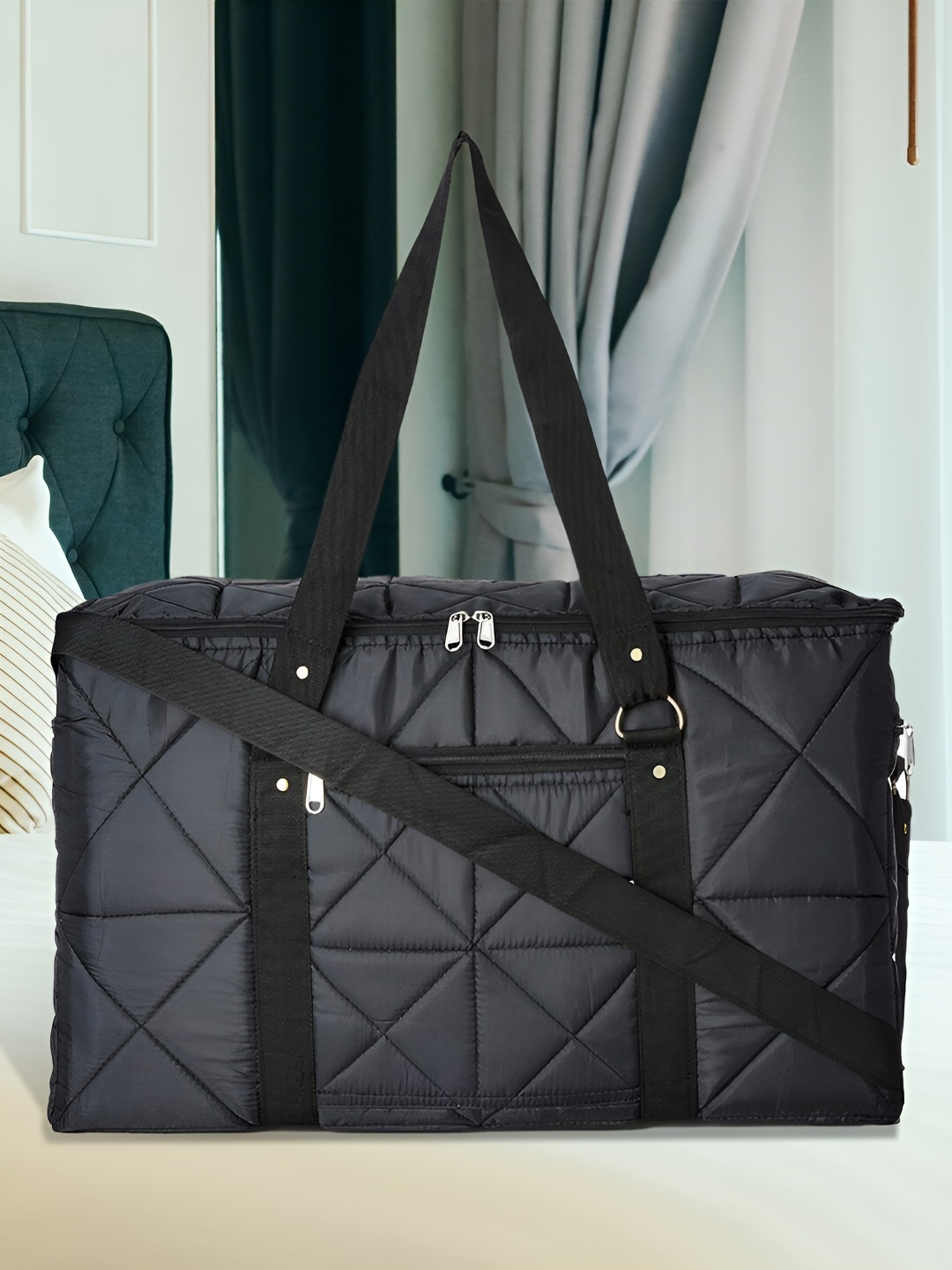 

Kuber Industries Black Reusable Handbag Organiser