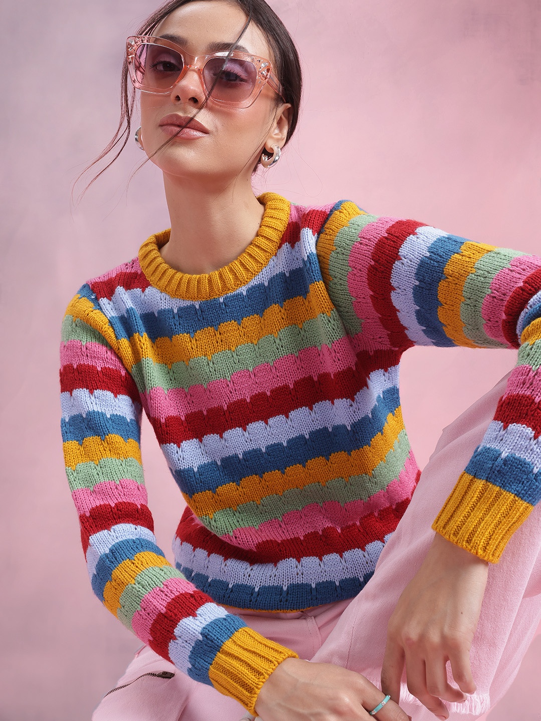 

DressBerry Women Striped Pullover, Multi