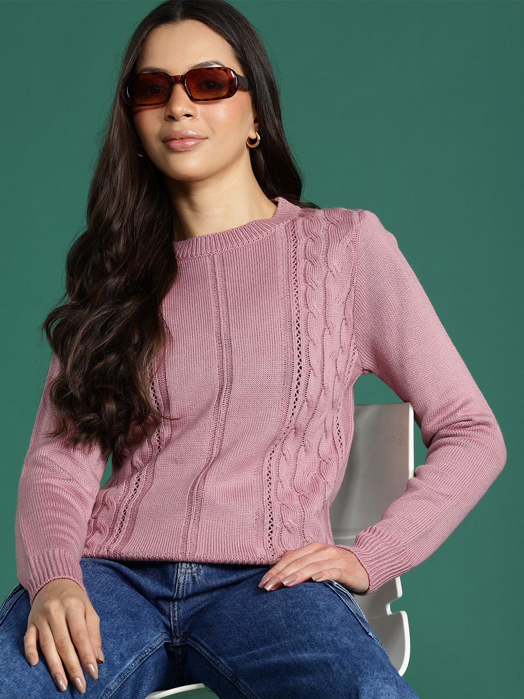 

DressBerry Acrylic Ribbed Pullover, Rose