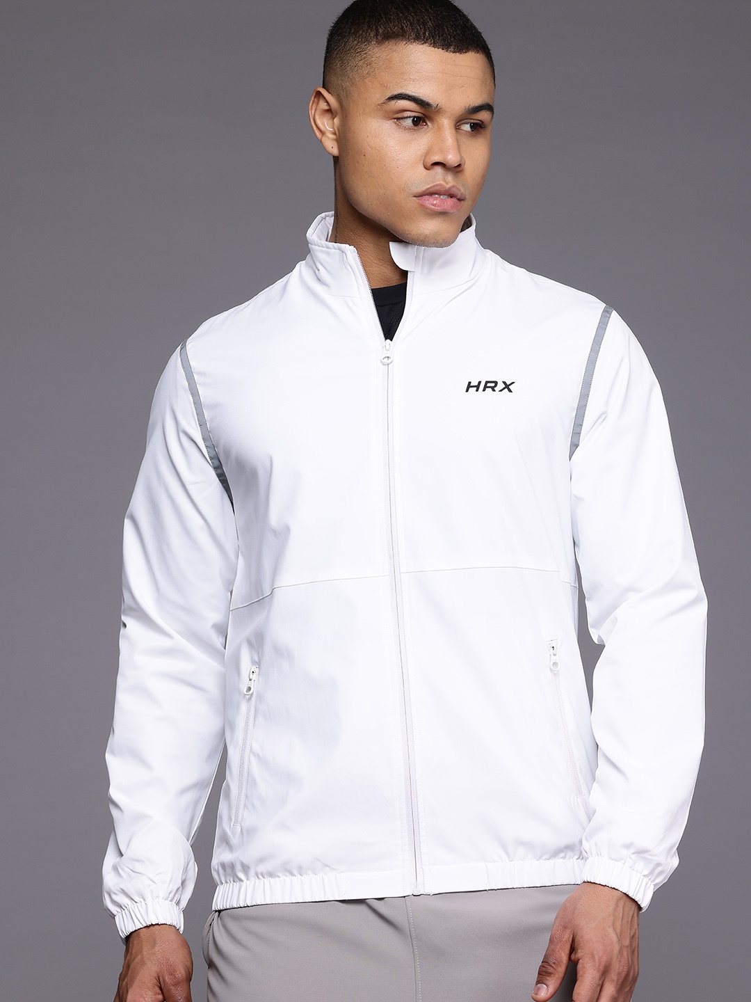 

HRX by Hrithik Roshan Back Print Rapid-Dry Running Jacket, White