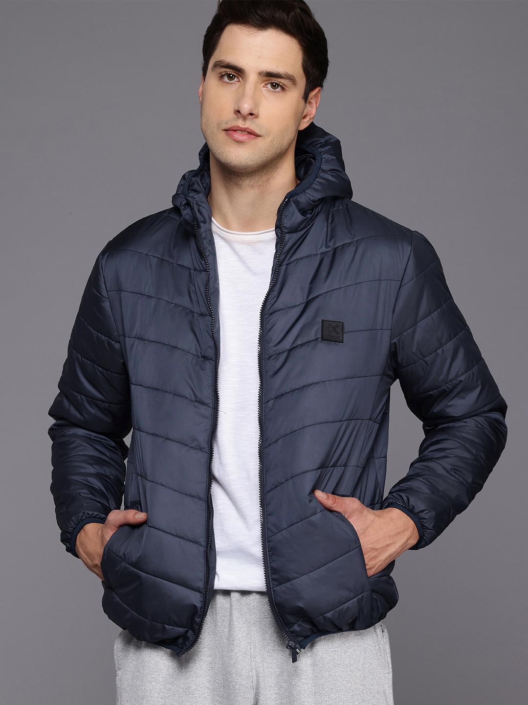 

HRX by Hrithik Roshan Hooded Padded Jacket, Navy blue