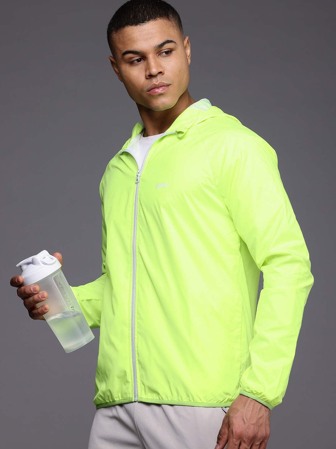 

HRX by Hrithik Roshan Rapid-Dry Hooded Training Jacket, Fluorescent green