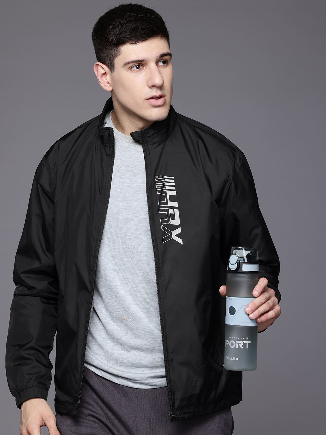 

HRX by Hrithik Roshan Rapid-Dry Reflective Detail Running Jacket, Black
