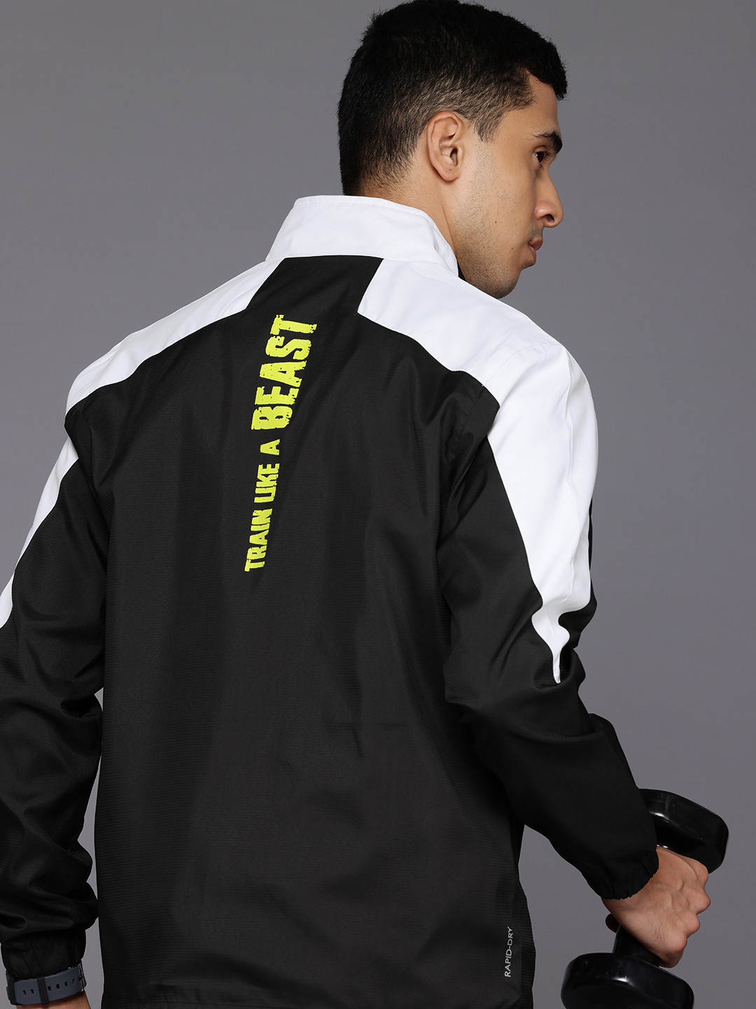 

HRX by Hrithik Roshan Rapid-Dry Colourblocked Training Jacket, Black