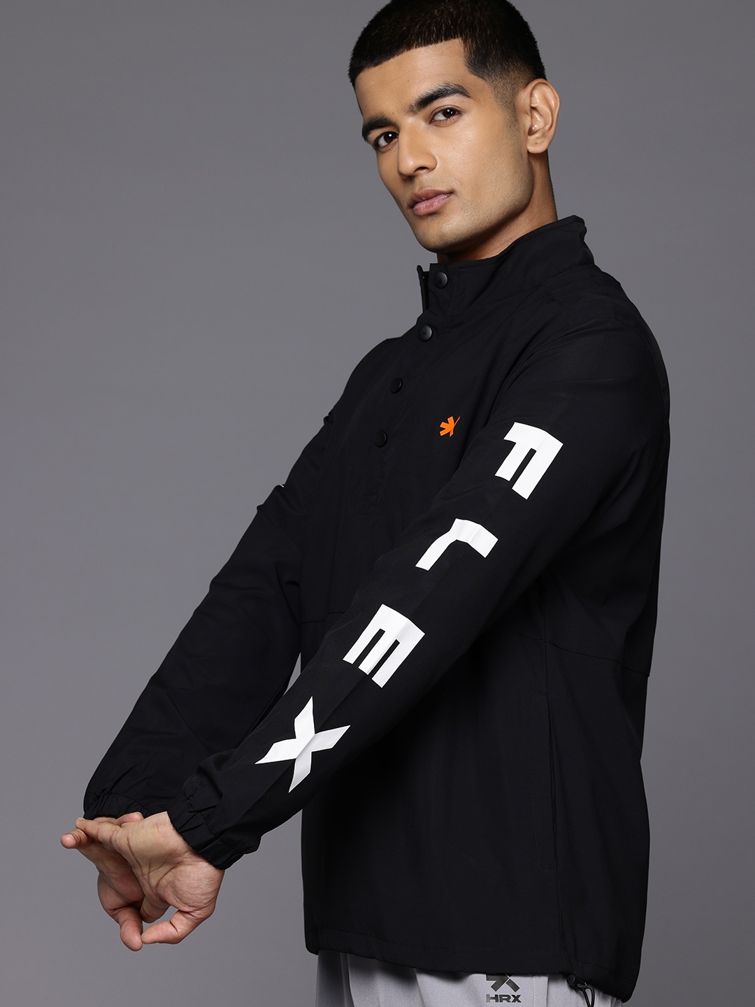 

HRX by Hrithik Roshan Printed Rapid-Dry Training Tailored Jacket, Black