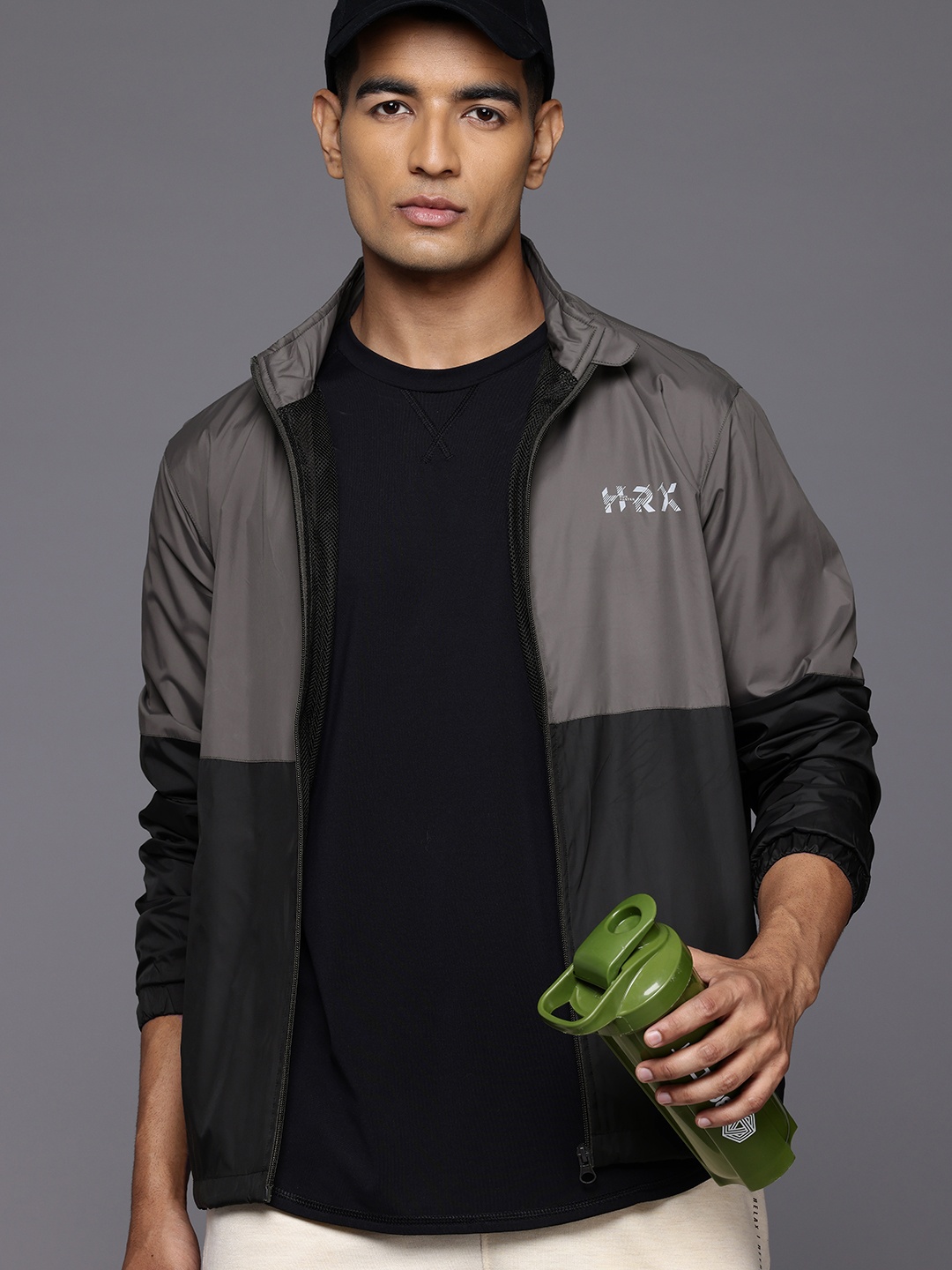 

HRX by Hrithik Roshan Colourblocked Rapid-Dry Running Jacket, Black
