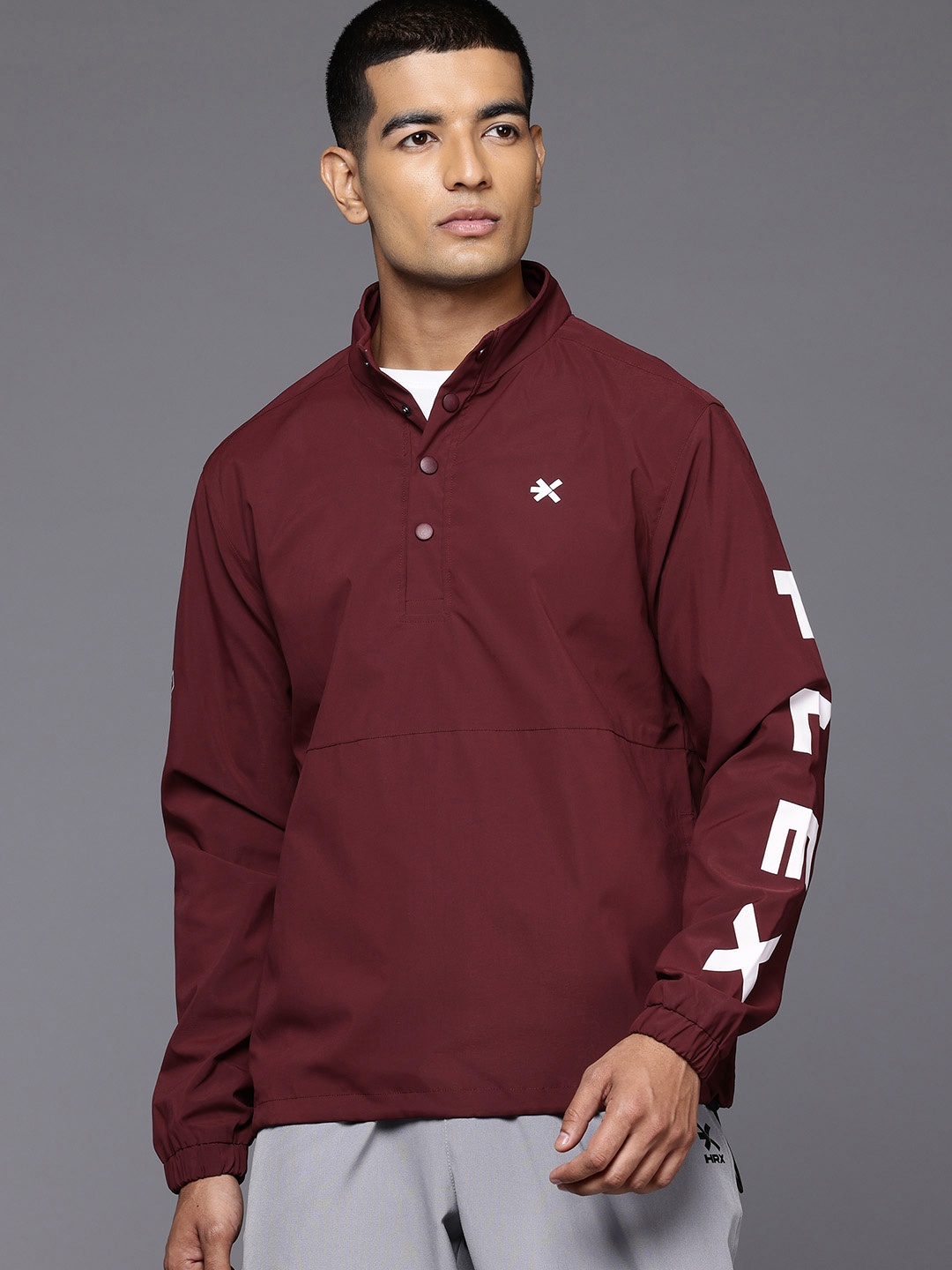 

HRX by Hrithik Roshan Printed Training Jacket, Maroon