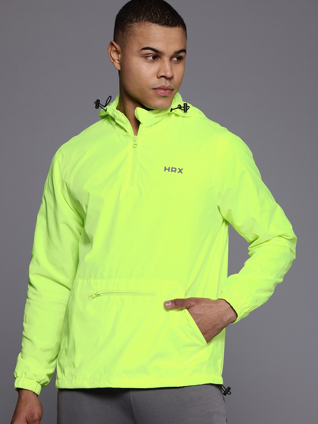 

HRX by Hrithik Roshan Rapid-Dry Running Tailored Jacket, Fluorescent green