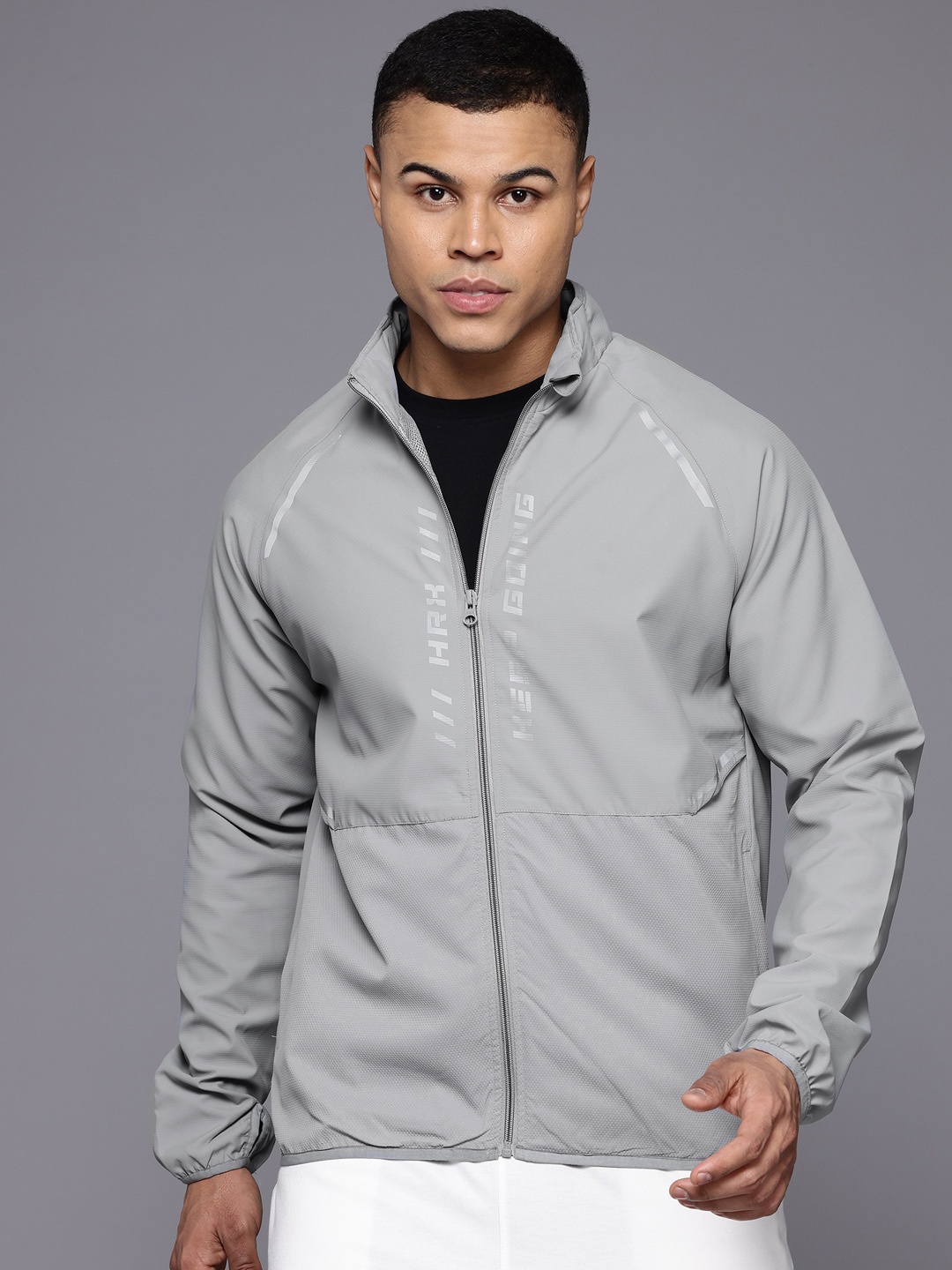 

HRX by Hrithik Roshan Rapid-Dry Running Jacket, Grey