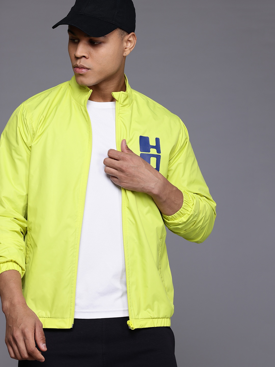 

HRX by Hrithik Roshan Men Brand Logo Tailored Jacket, Fluorescent green