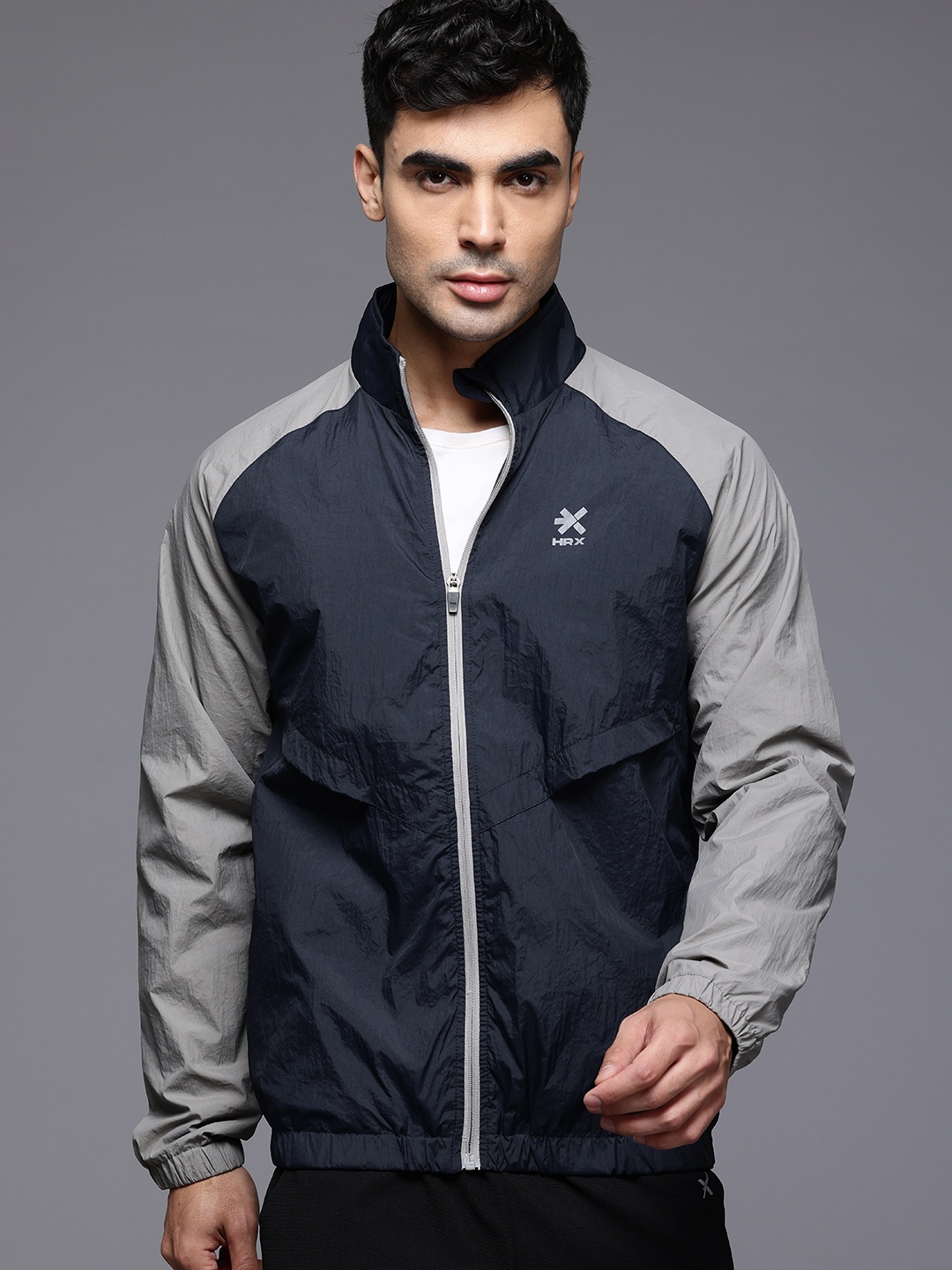 

HRX by Hrithik Roshan Rapid-Dry Running Tailored Jacket, Navy blue